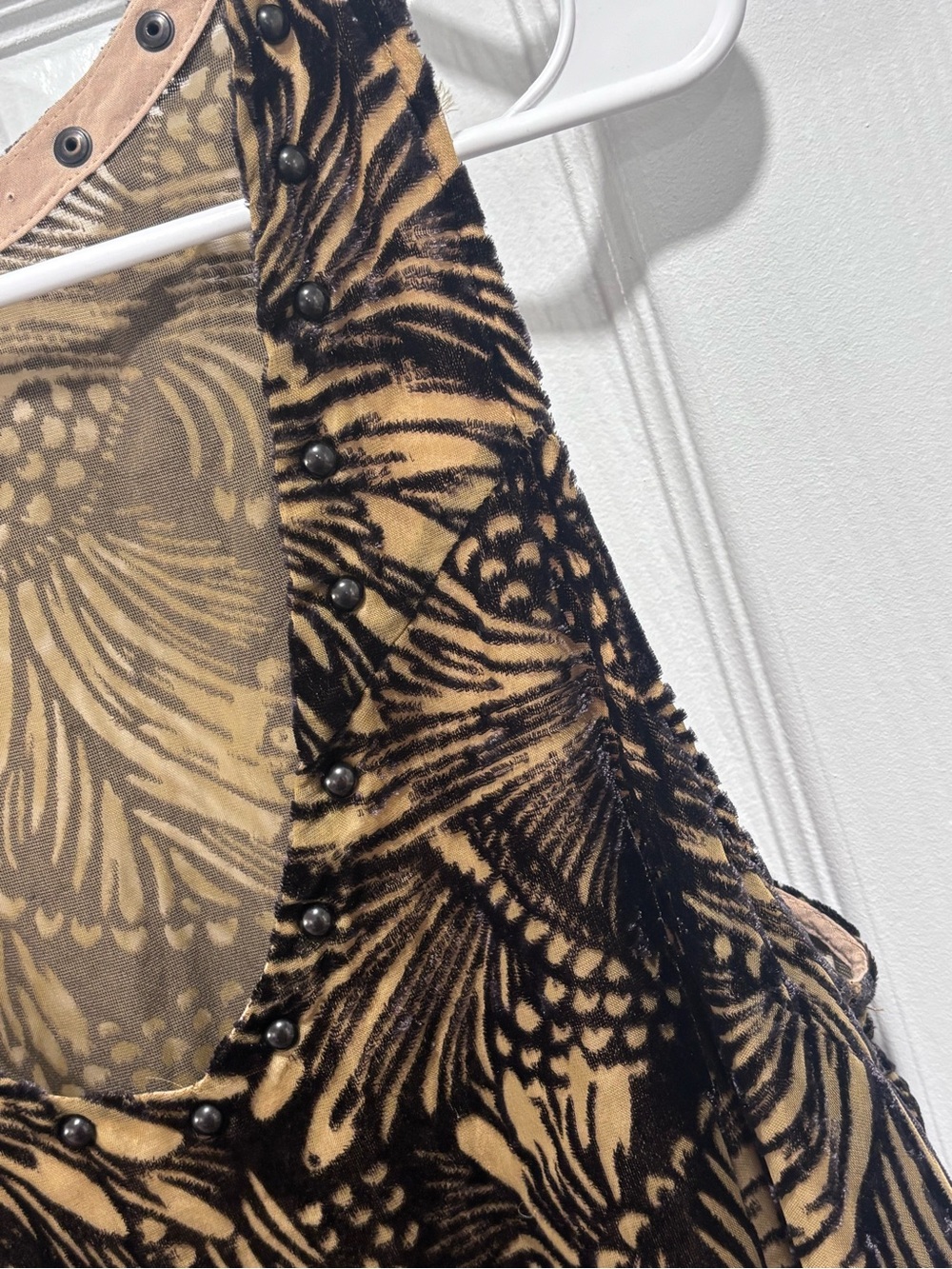 🩷Free People Black and Tan Floral-Print Mini Dress - Picture 3 of 11